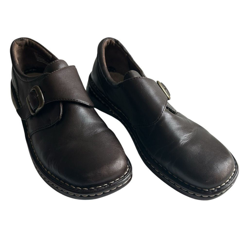 Bass Monk Strap Brown Leather Buckle Slip on Oxford Shoes 10M